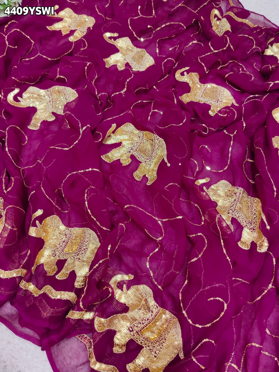 KcPc New Royal Festive Wear Chiffon Saree Crafted with Beautiful Aari Tari EmbellishmentDWA