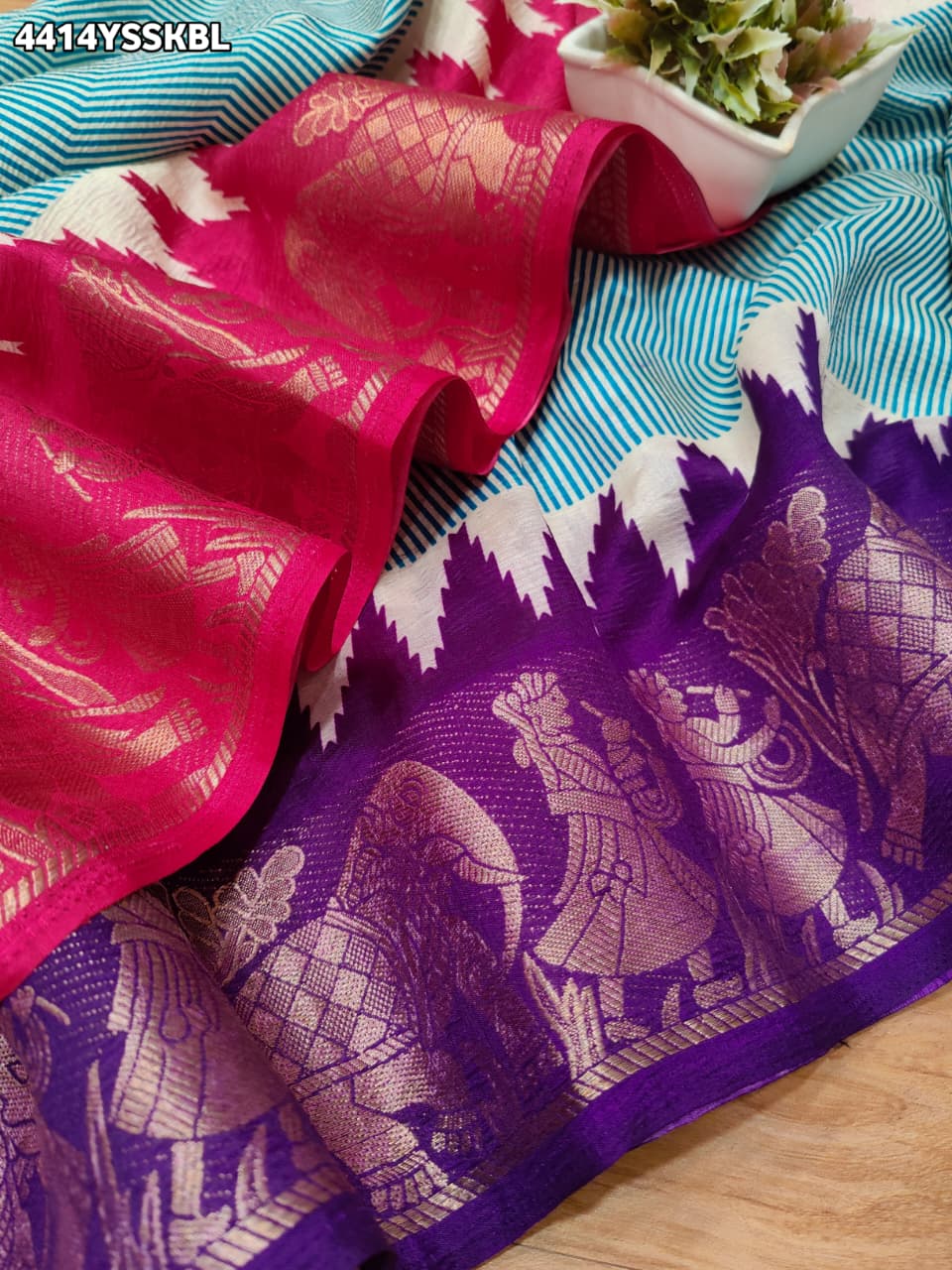 KcPc Premium Banarasi Style Saree Crafted in Soft Crepe Silk Fabric VJT