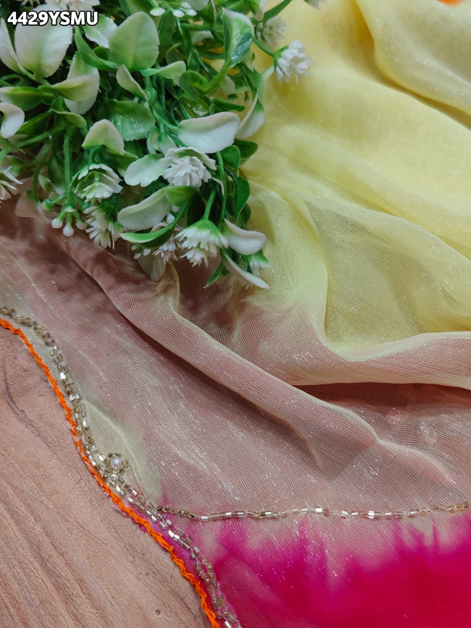 KcPc New Luxury Chiffon Saree with Elegant Cutdana Embellishment Finish SHCR