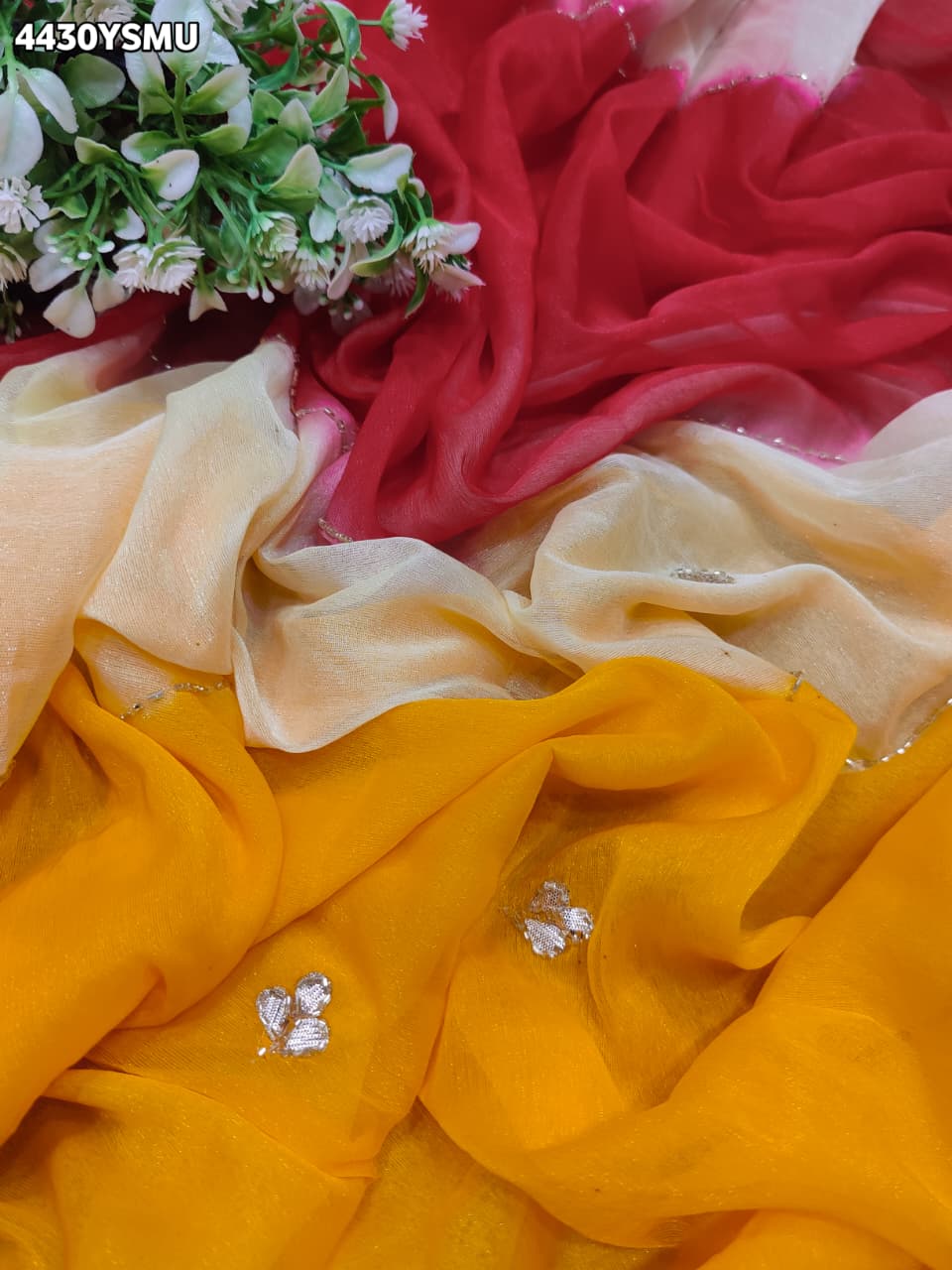 KcPc New Premium Faag Style Saree with Rich Cutdana Work and Ethnic Elegance SHCR