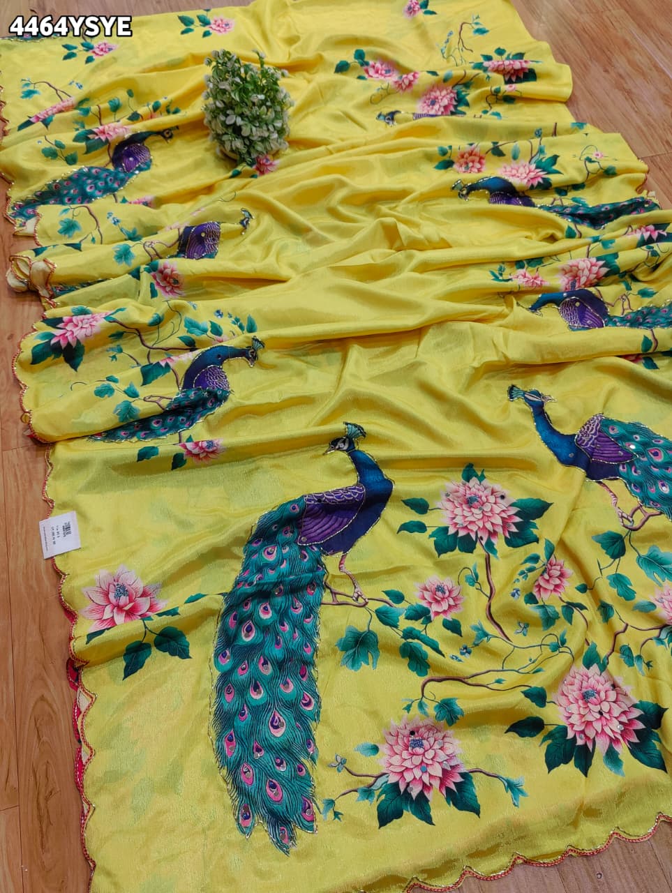 KcPc Premium Kalamkari Style Saree with Rich Cutdana EmbellishmentASH