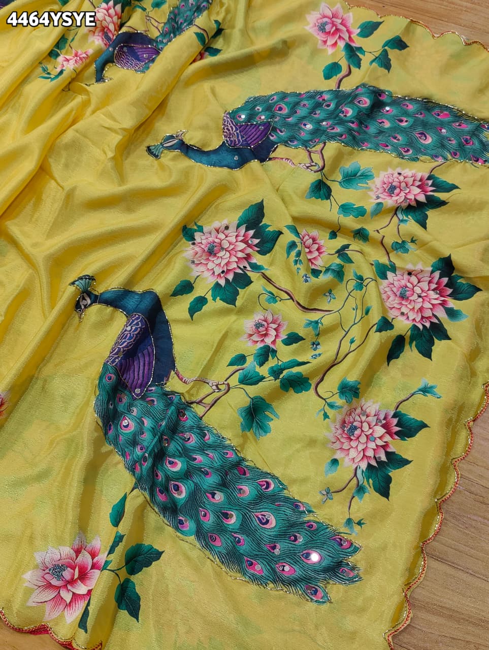 KcPc Premium Kalamkari Style Saree with Rich Cutdana EmbellishmentASH