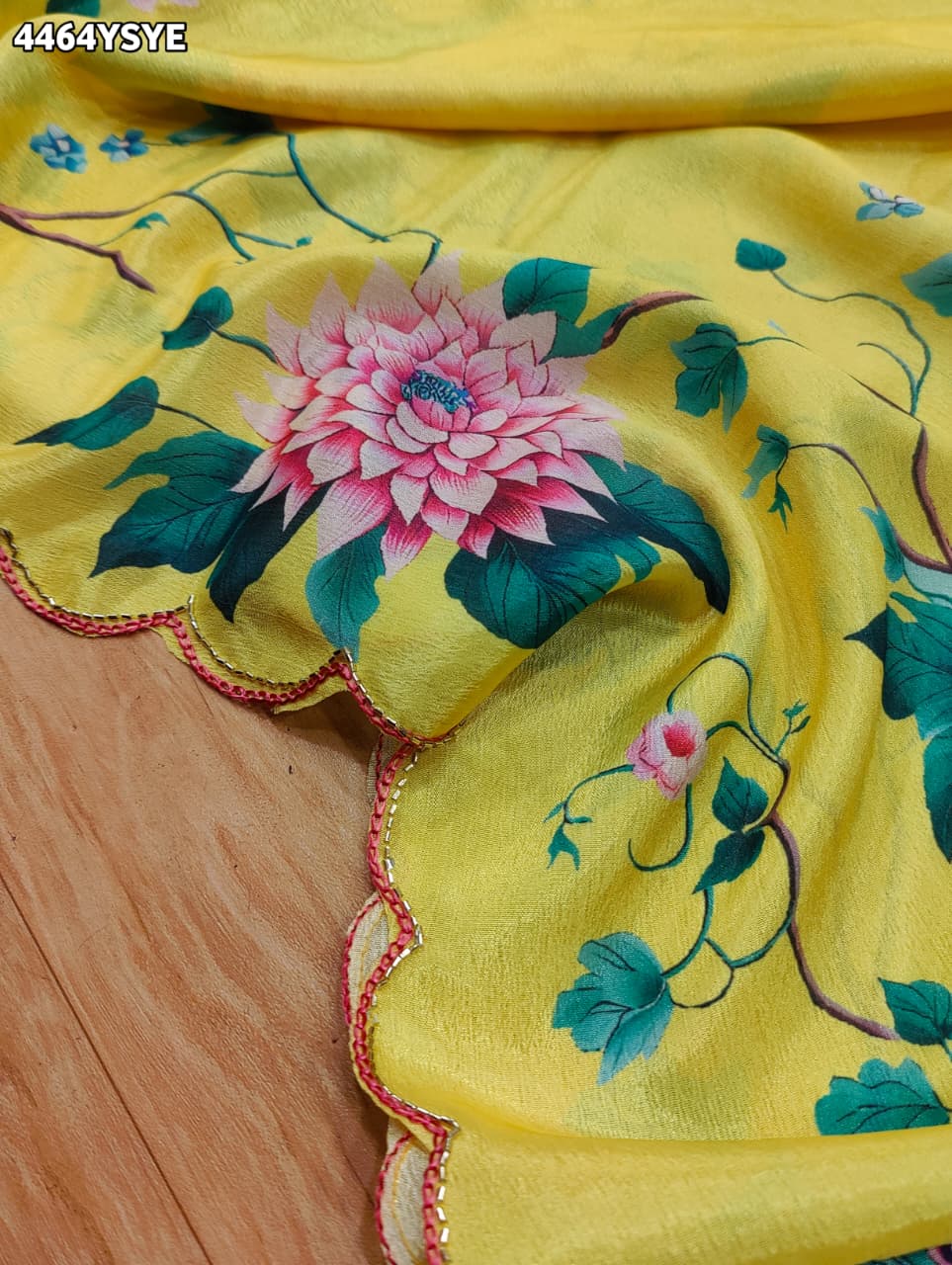 KcPc Premium Kalamkari Style Saree with Rich Cutdana EmbellishmentASH
