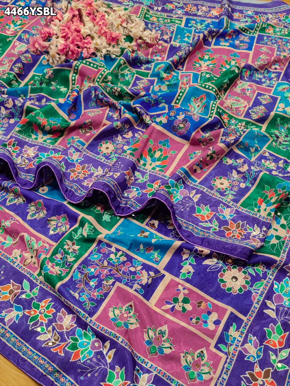 KcPc Premium Printed Style Saree with Beautiful Mirror Work Detailing ASH
