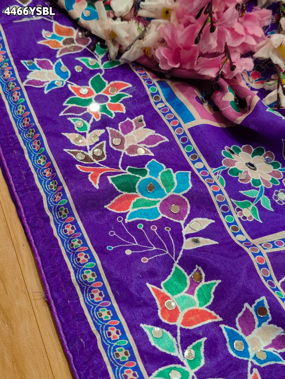 KcPc Premium Printed Style Saree with Beautiful Mirror Work Detailing ASH