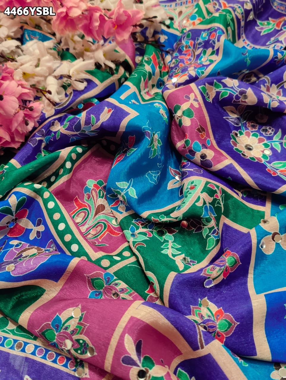KcPc Premium Printed Style Saree with Beautiful Mirror Work Detailing ASH