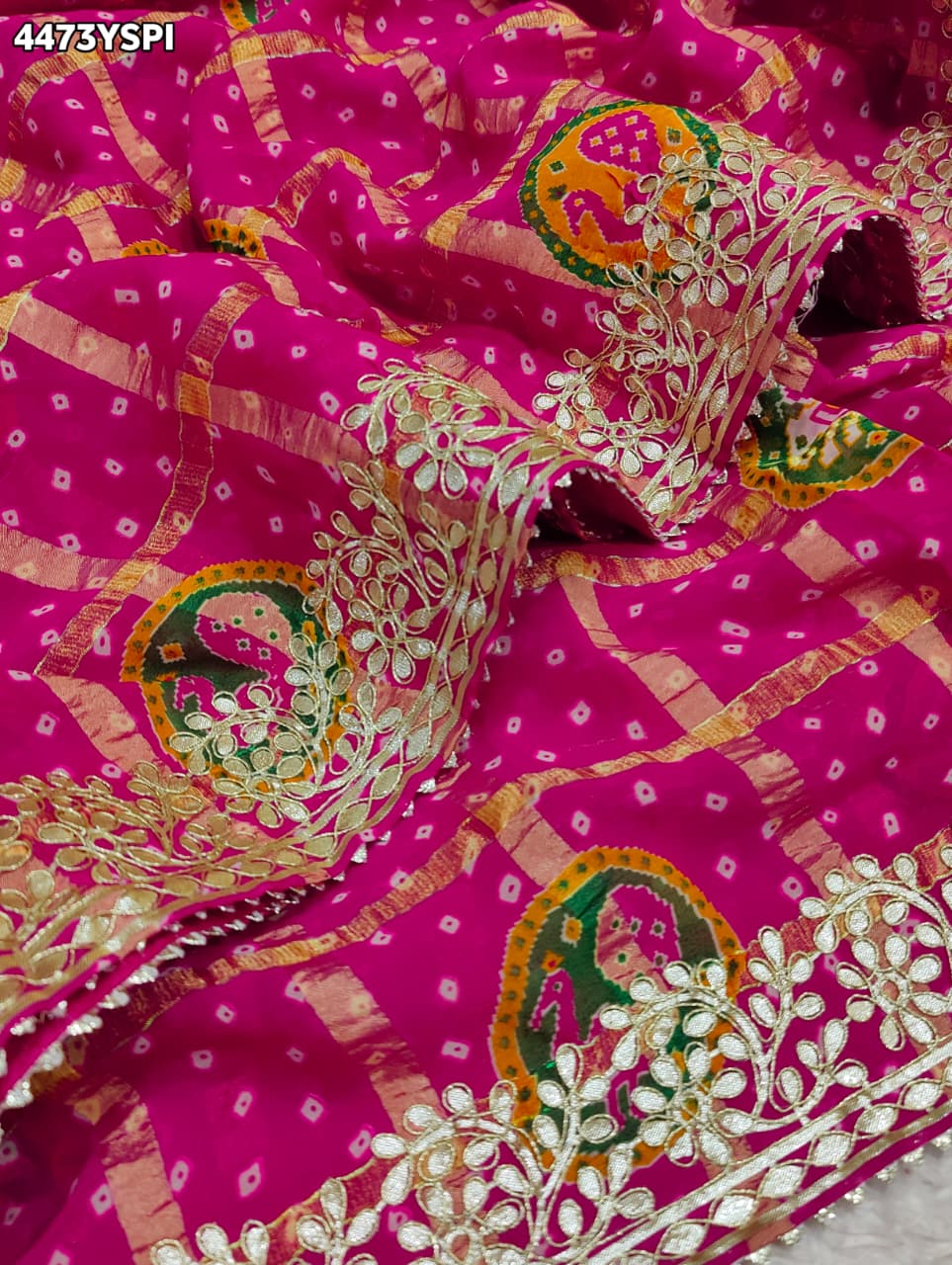 KcPc Premium Bandhani Style Saree with Rich Gotapatti Embellishment SAE