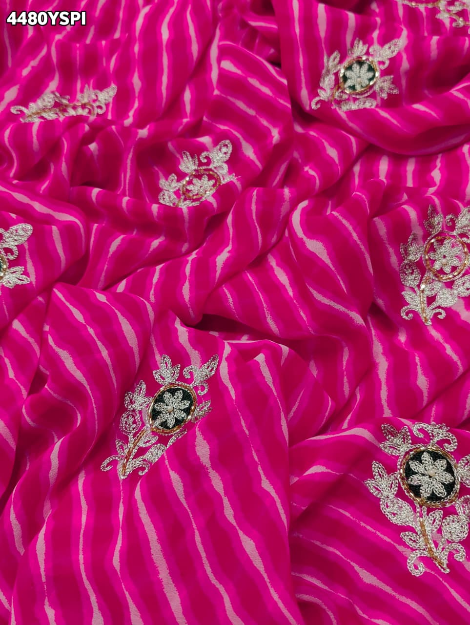 KcPc Premium Leheriya Style Saree with Rich Cutdana DetailingPDM