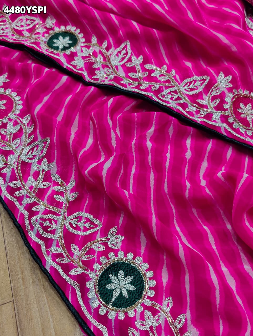 KcPc Premium Leheriya Style Saree with Rich Cutdana DetailingPDM