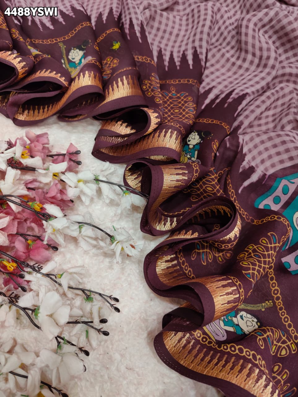 KcPc Royal Printed Georgette Silk Saree for Festive Wear VJT