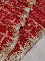 KcPc New Beautiful Bandhani Style Saree with Premium Gotapatti Detailing
