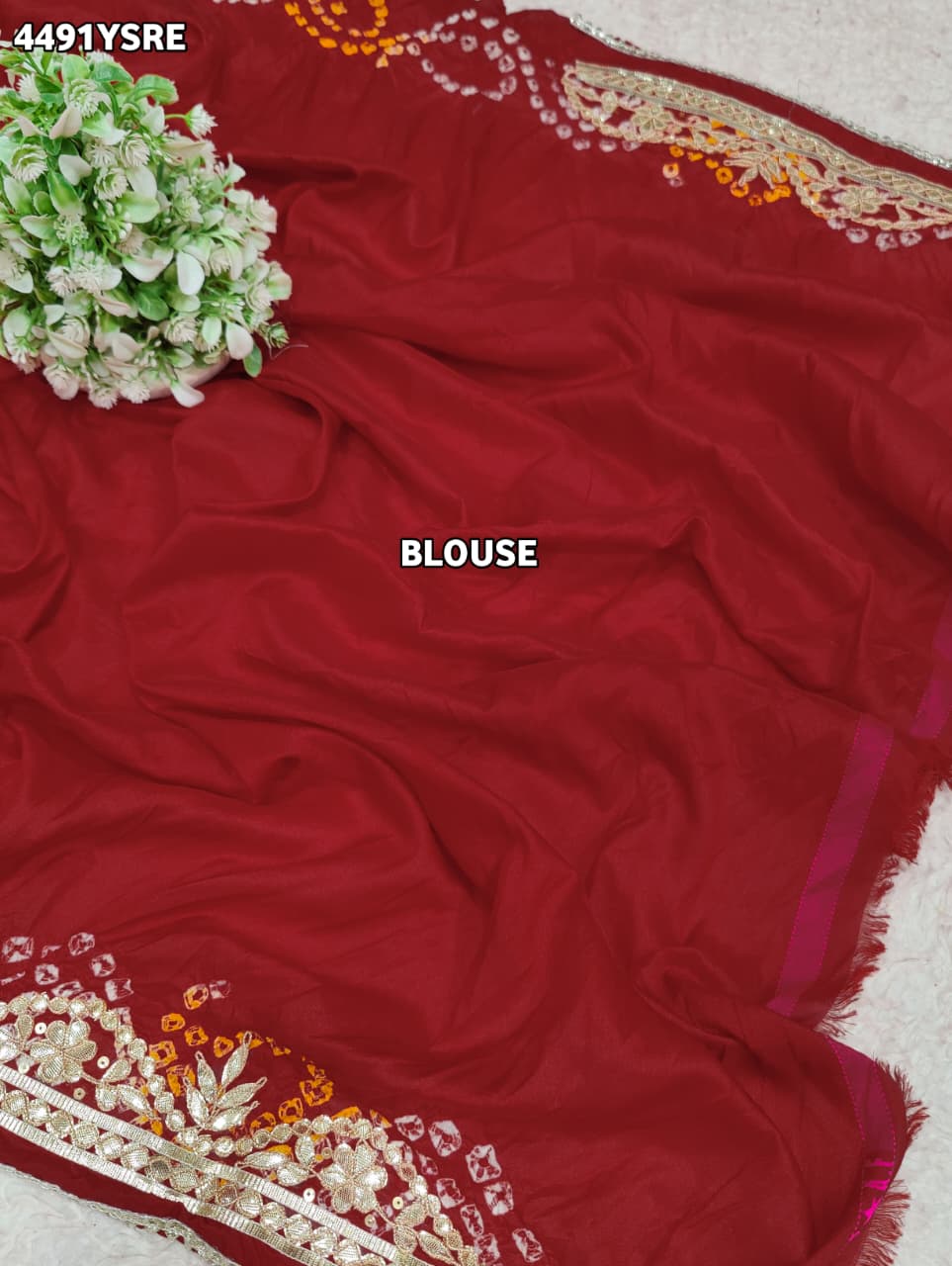 KcPc New Beautiful Bandhani Style Saree with Premium Gotapatti Detailing
