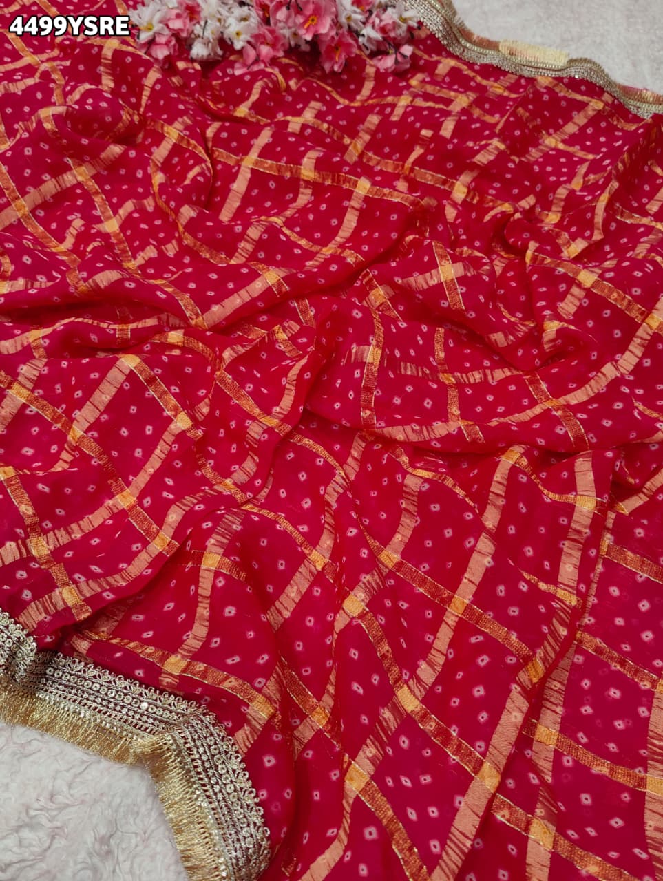 KcPc Royal Bandhani Style Georgette Saree for Celebrations BAL