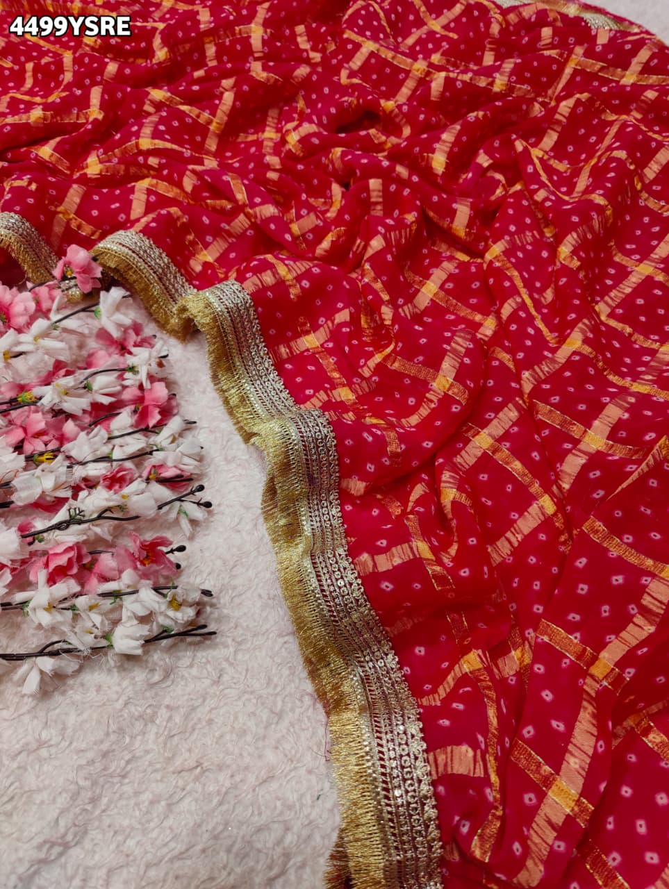 KcPc Royal Bandhani Style Georgette Saree for Celebrations BAL