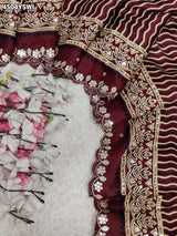 KcPc New Traditional Gaji Silk Ajrakh Saree with Elegant Mirror WorkSVD