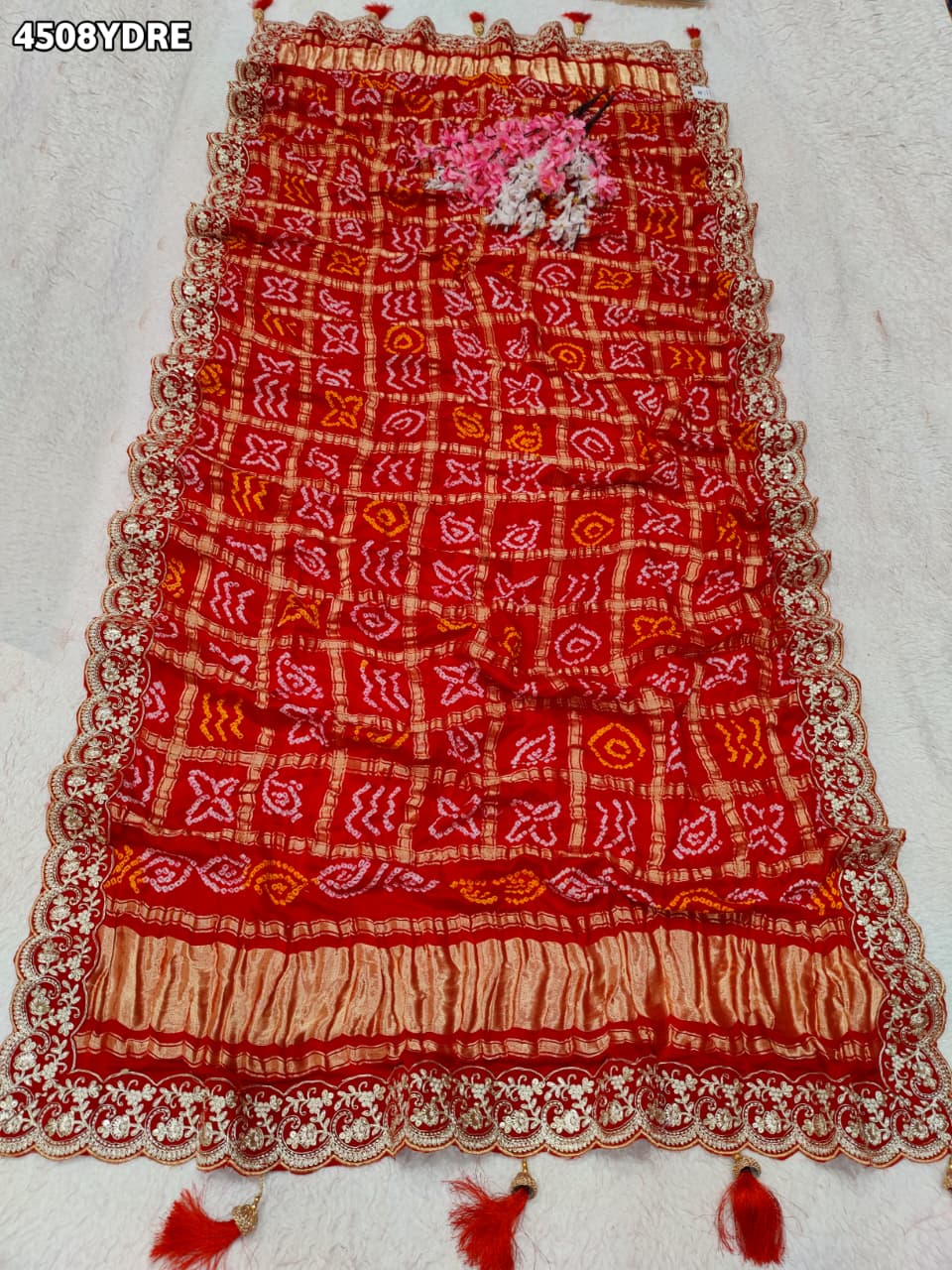 KcPc New Premium Handcrafted Bandhani Gaji Silk Dupatta