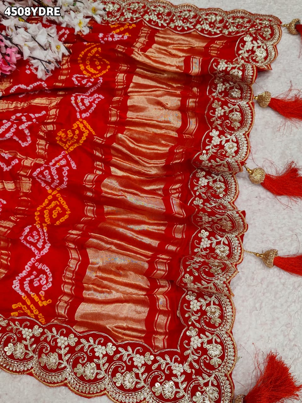 KcPc New Premium Handcrafted Bandhani Gaji Silk Dupatta