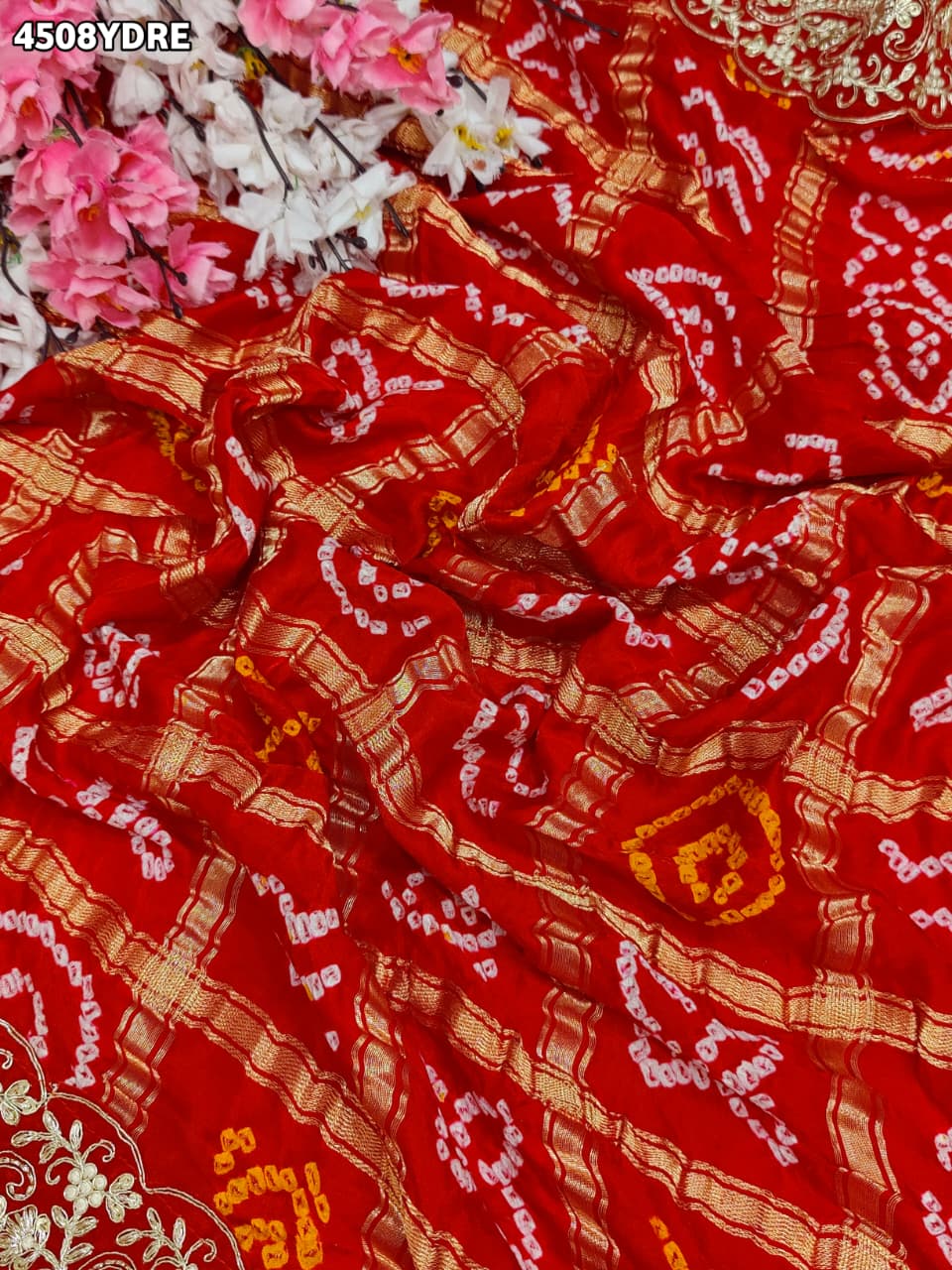 KcPc New Premium Handcrafted Bandhani Gaji Silk Dupatta