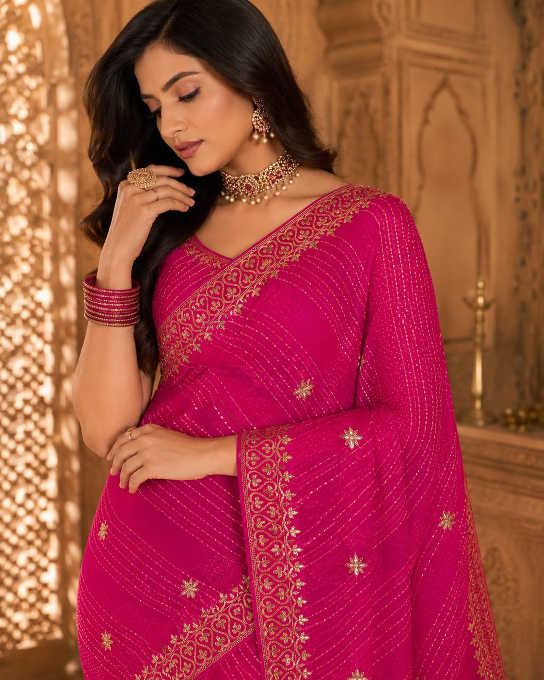 KcPc Premium Gotapatti Work Leheriya Sarees CollectionSWA