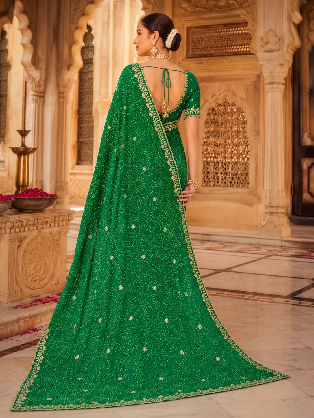 KcPc Premium Bandhani Georgette Saree for Festive WearBAL