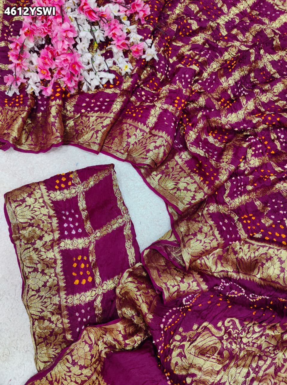 KcPc Premium Gaji Silk Bandhani Festive Wear SareesNAV
