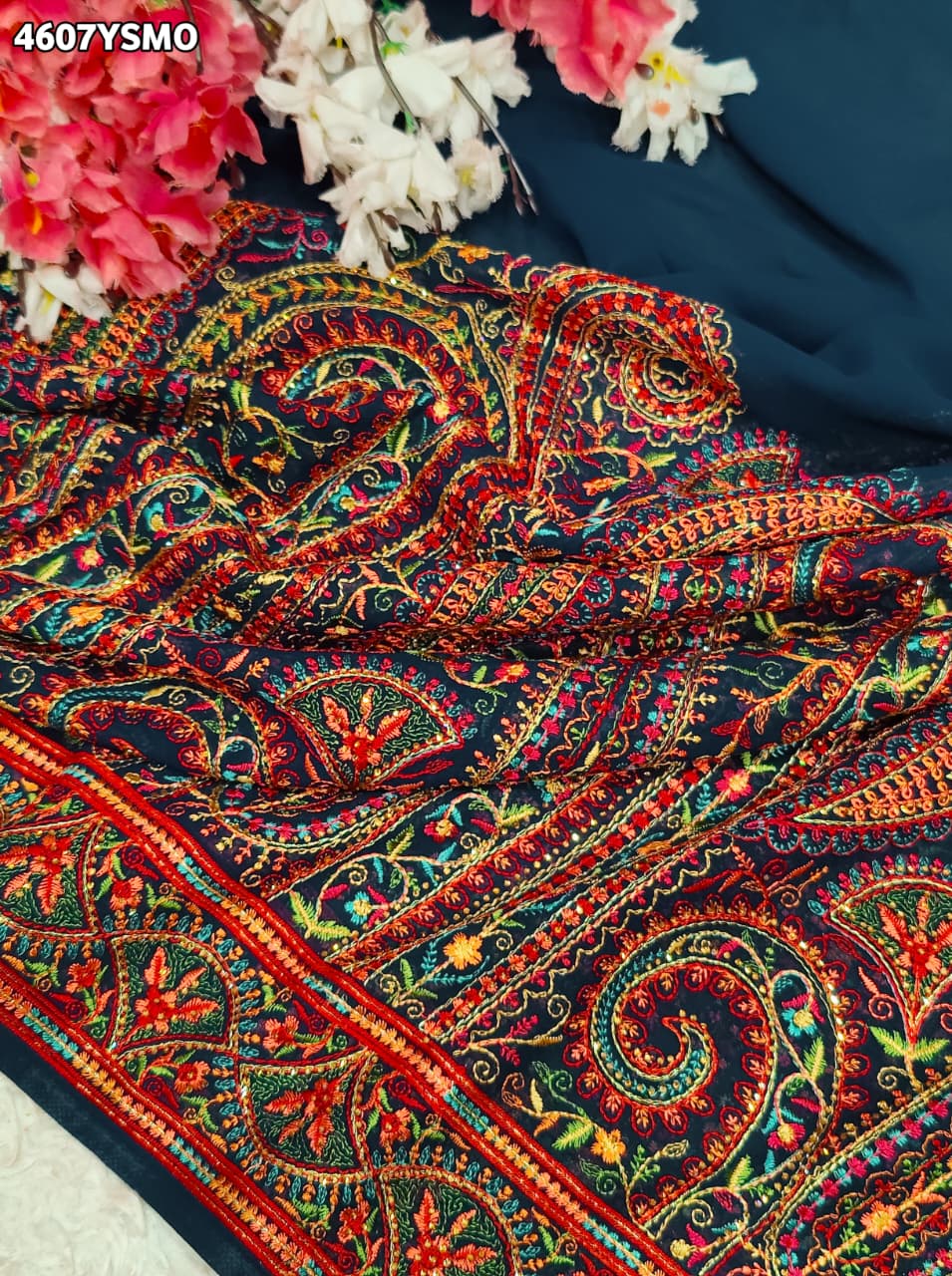 KcPc Designer Georgette Sarees with Kashida Stone WorkSHD