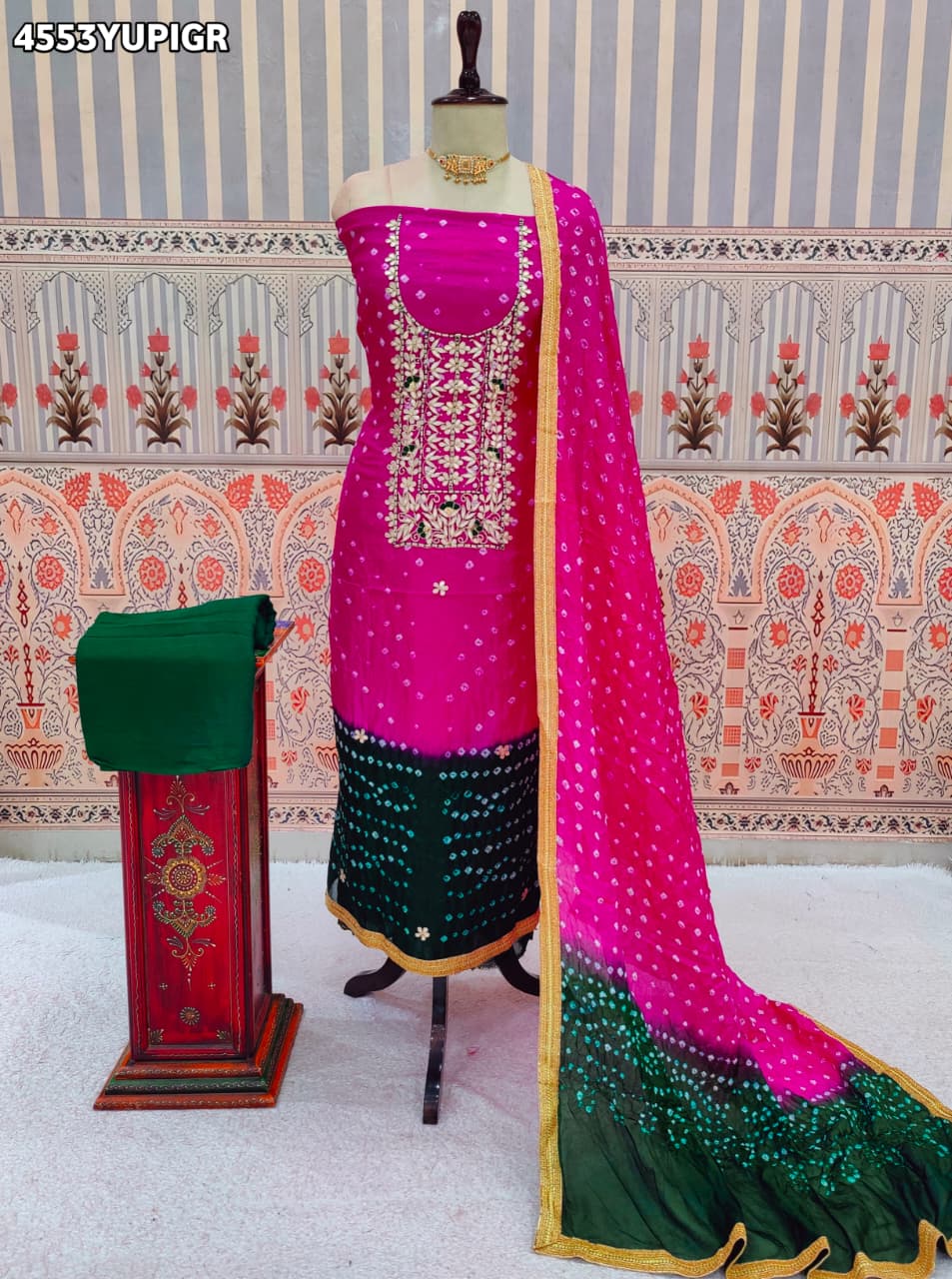 KcPc Beautiful Modal Silk Bandhani Suit Sets KML