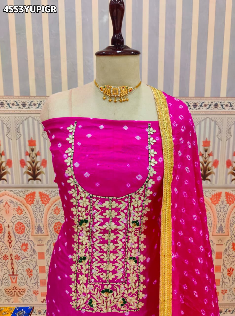 KcPc Beautiful Modal Silk Bandhani Suit Sets KML