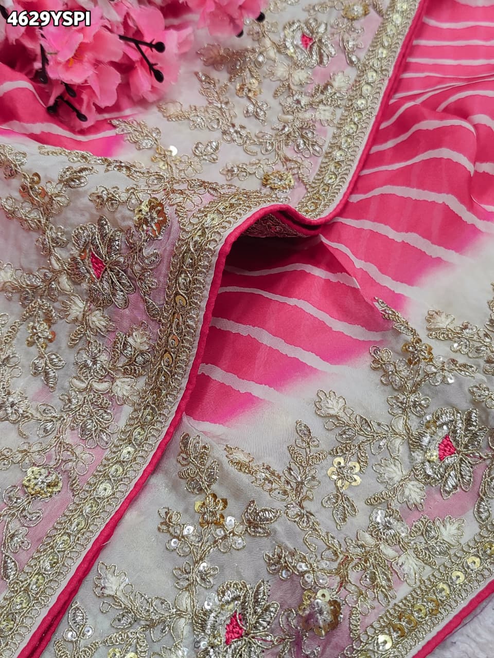 KcPc Elegant Chinon Silk Leheriya Saree Collection NPR