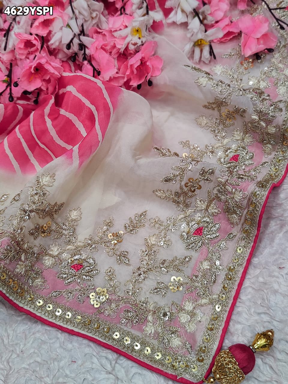 KcPc Elegant Chinon Silk Leheriya Saree Collection NPR