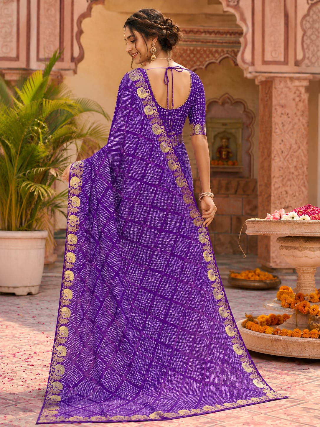 KcPc Premium Creap Silk Saree with Traditional Bandhani StyleBAL