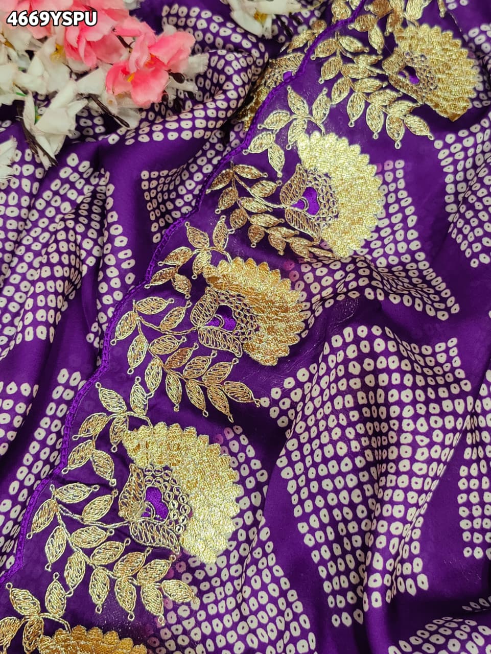 KcPc Premium Creap Silk Saree with Traditional Bandhani StyleBAL