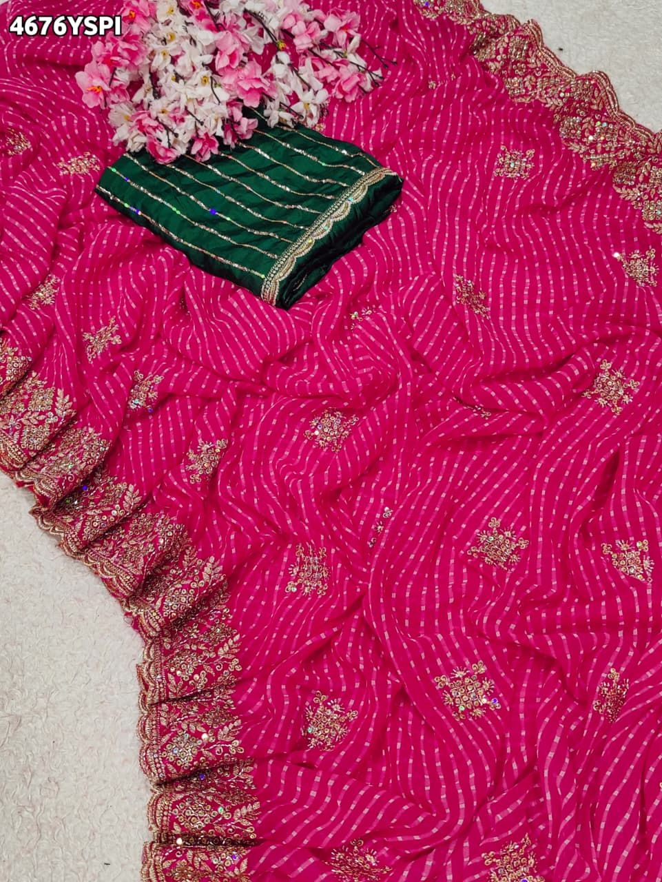 KcPc Designer Georgette Sarees with Embroidery Work GAS