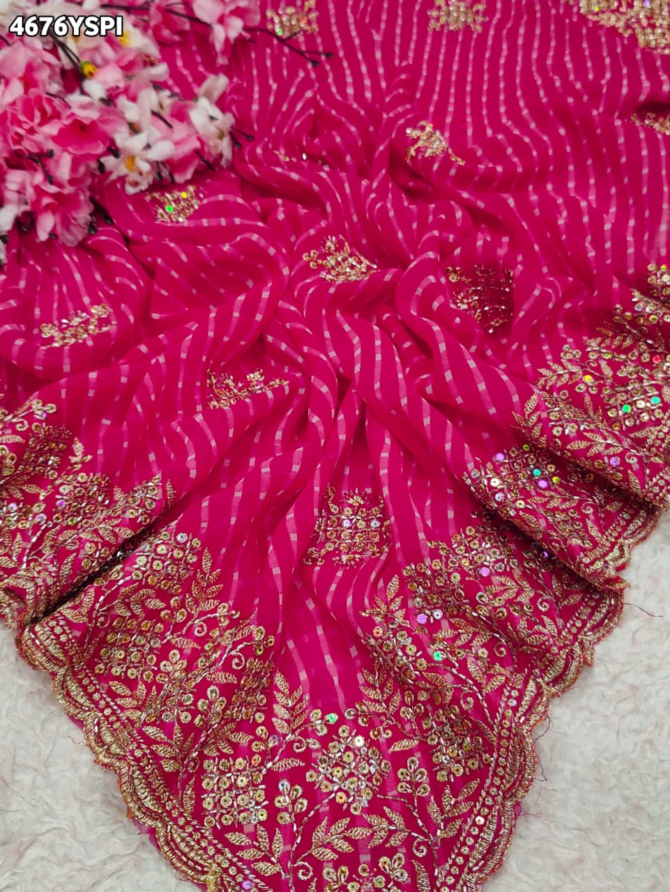 KcPc Designer Georgette Sarees with Embroidery Work GAS