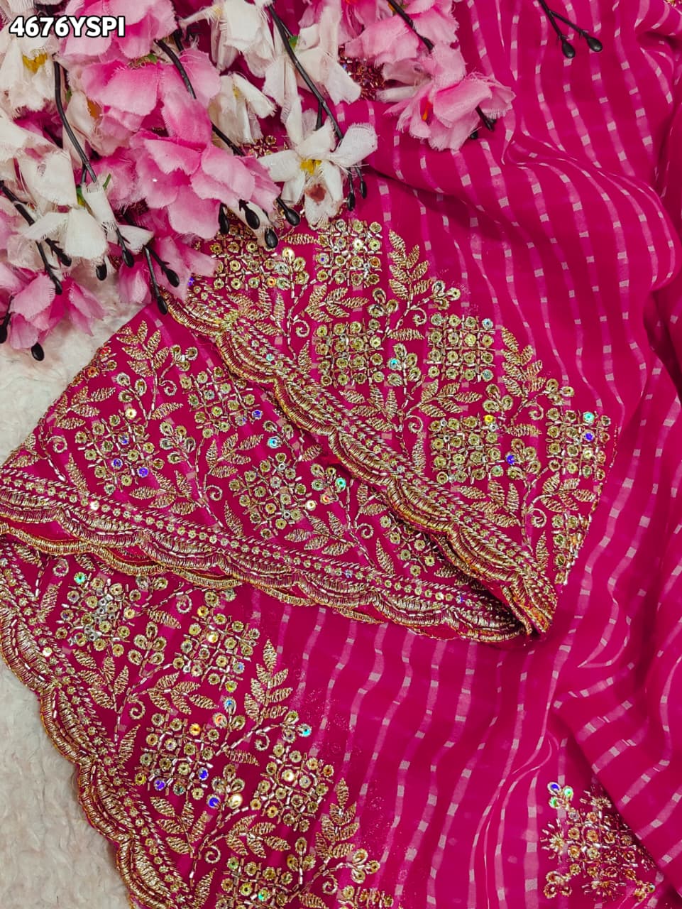 KcPc Designer Georgette Sarees with Embroidery Work GAS