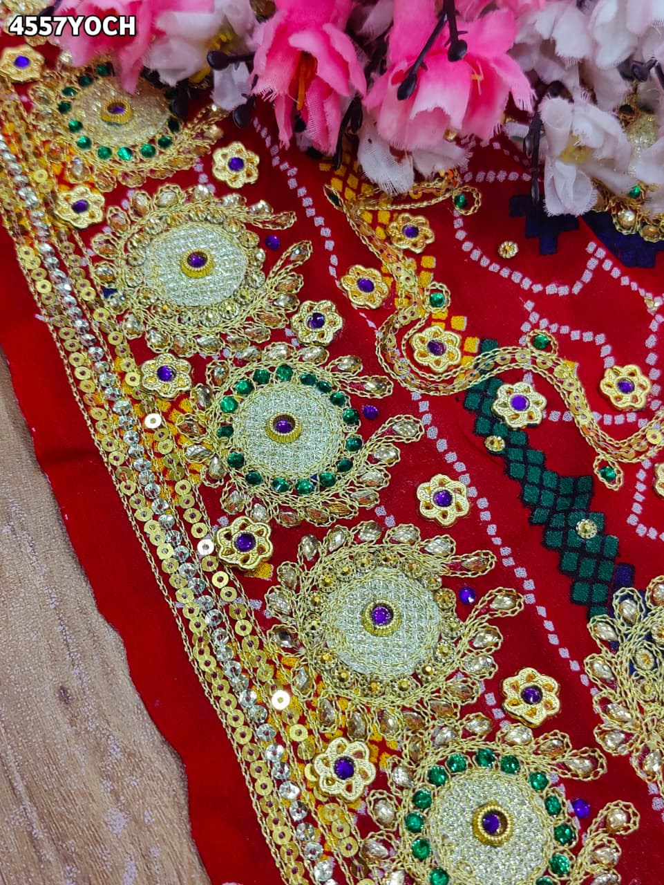 KcPc Premium Georgette Pila Chunri for Traditional Wear AJM