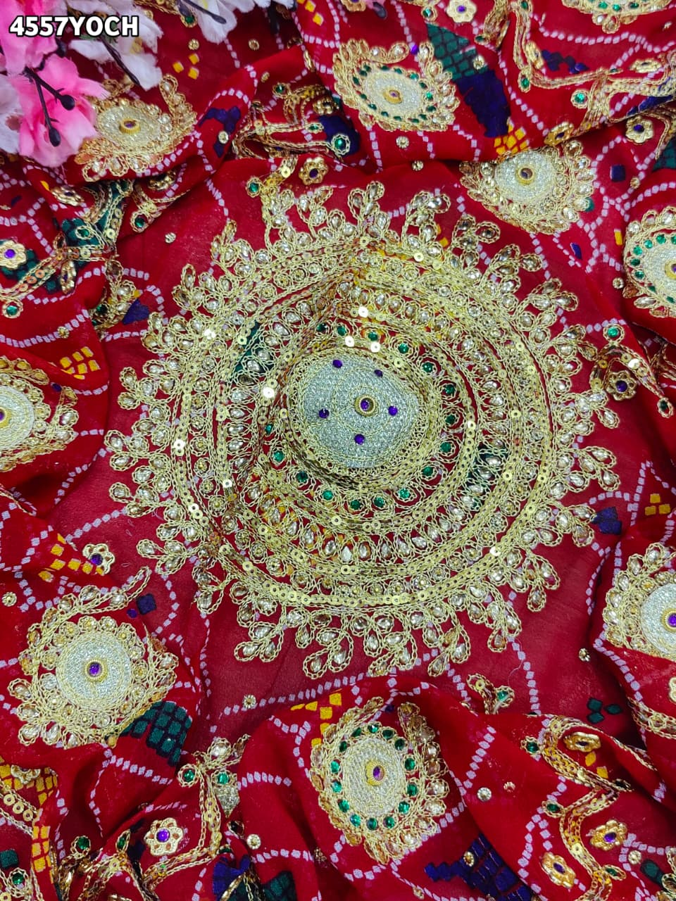 KcPc Premium Georgette Pila Chunri for Traditional Wear AJM