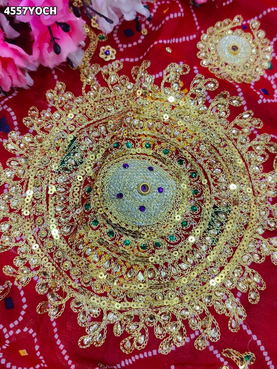 KcPc Premium Georgette Pila Chunri for Traditional Wear AJM