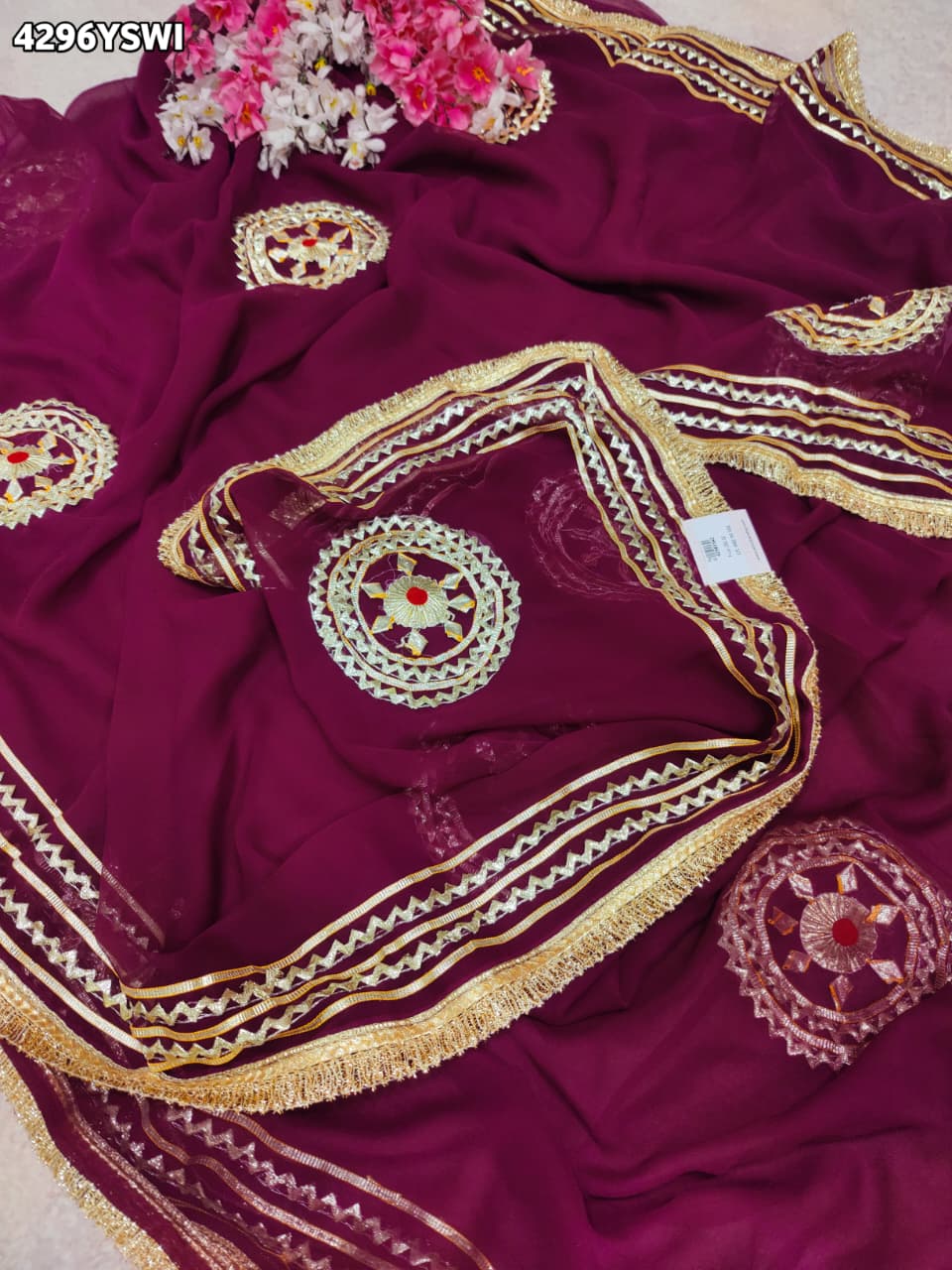 Buy GeorgetteSaree Traditional Stle With Gota Patti Work KcPc