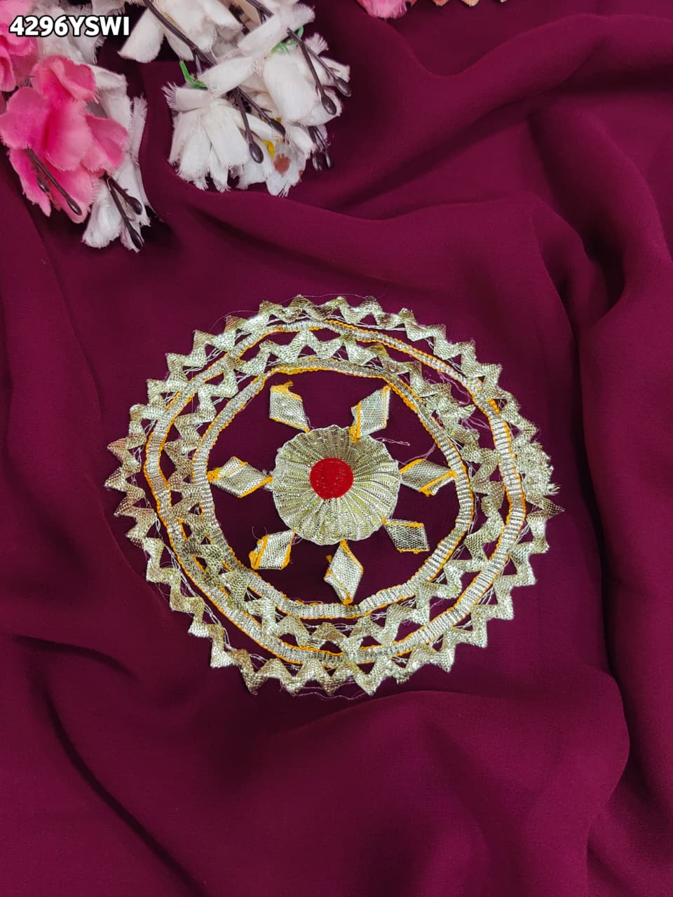 Buy GeorgetteSaree Traditional Stle With Gota Patti Work KcPc