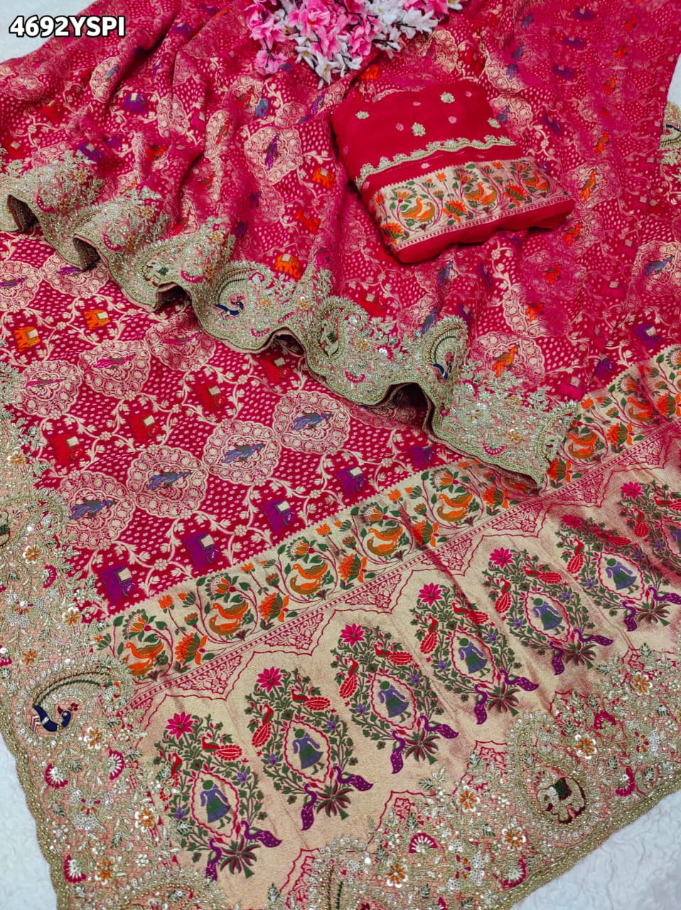 KcPc Premium Georgette Kalamkari Festive Wear SareesTUF