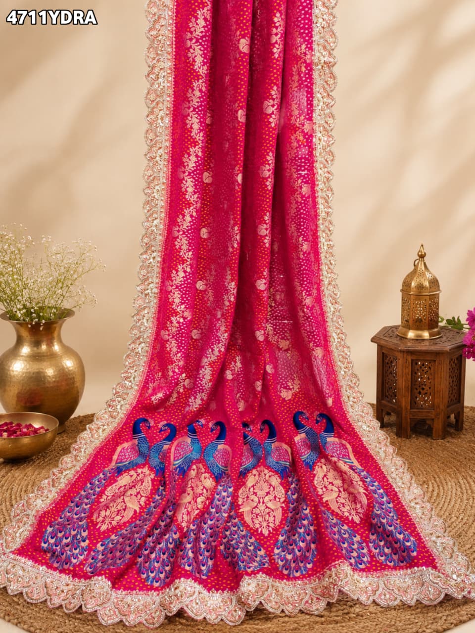 KcPc Traditional Banarasi Dupatta with Rich Bandhani EmbroideryTUF