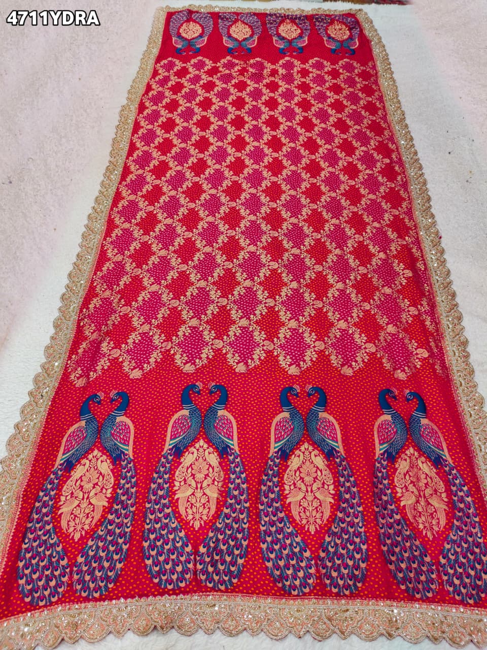 KcPc Traditional Banarasi Dupatta with Rich Bandhani EmbroideryTUF