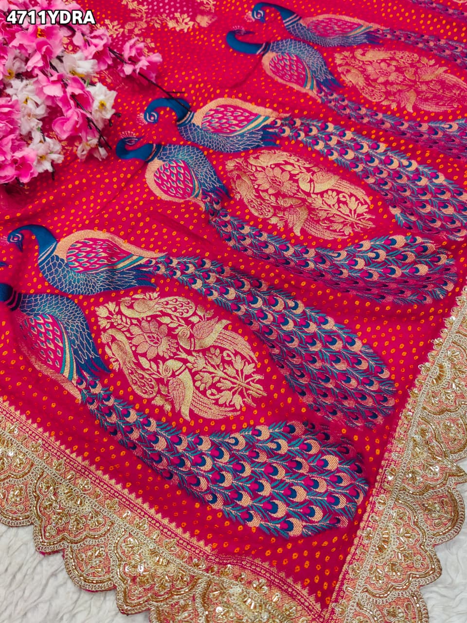 KcPc Traditional Banarasi Dupatta with Rich Bandhani EmbroideryTUF