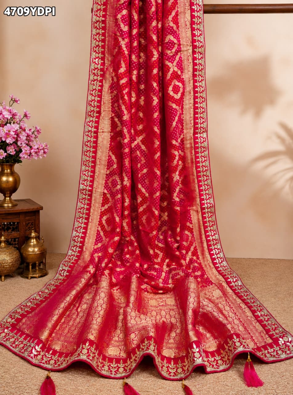 KcPc New Khaddi Georgette Embroidery Heavy Bandhani DupattaSAS