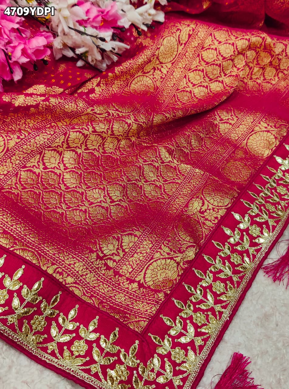 KcPc New Khaddi Georgette Embroidery Heavy Bandhani DupattaSAS