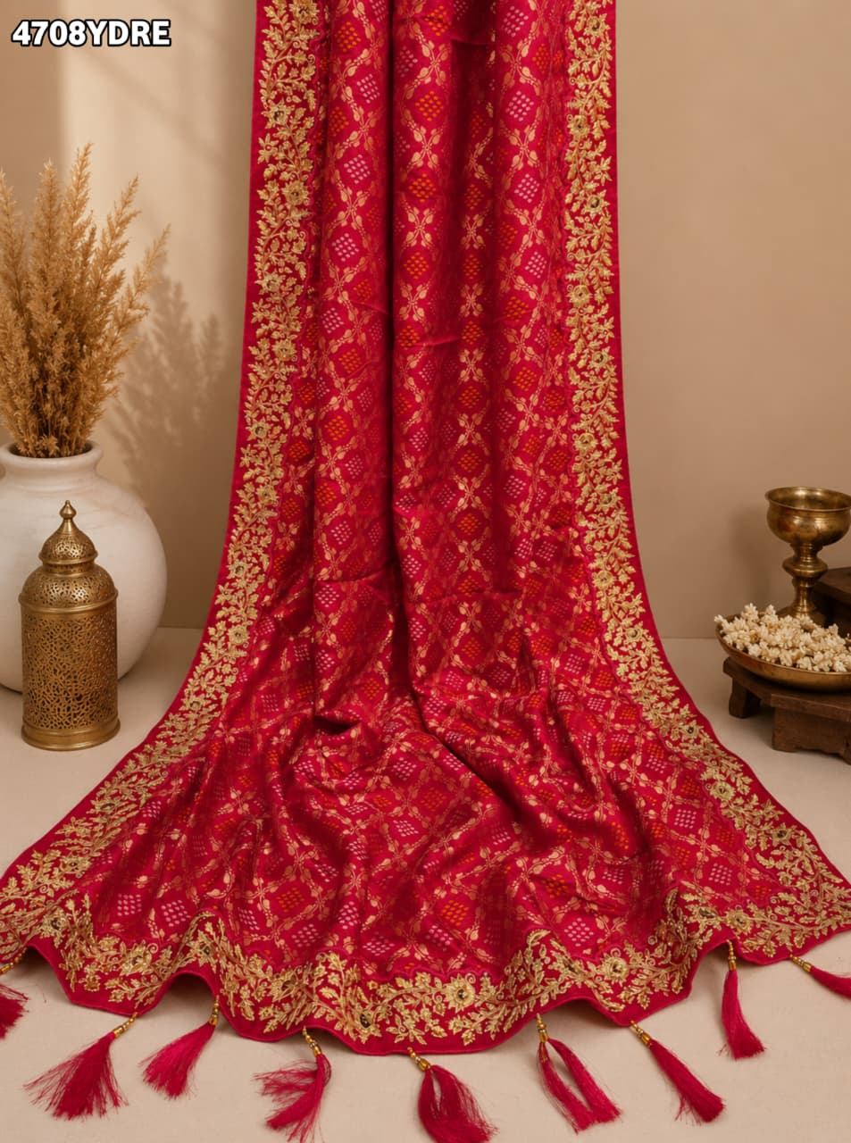KcPc Premium Khaddi Georgette Dupatta with Heavy EmbroiderySAS