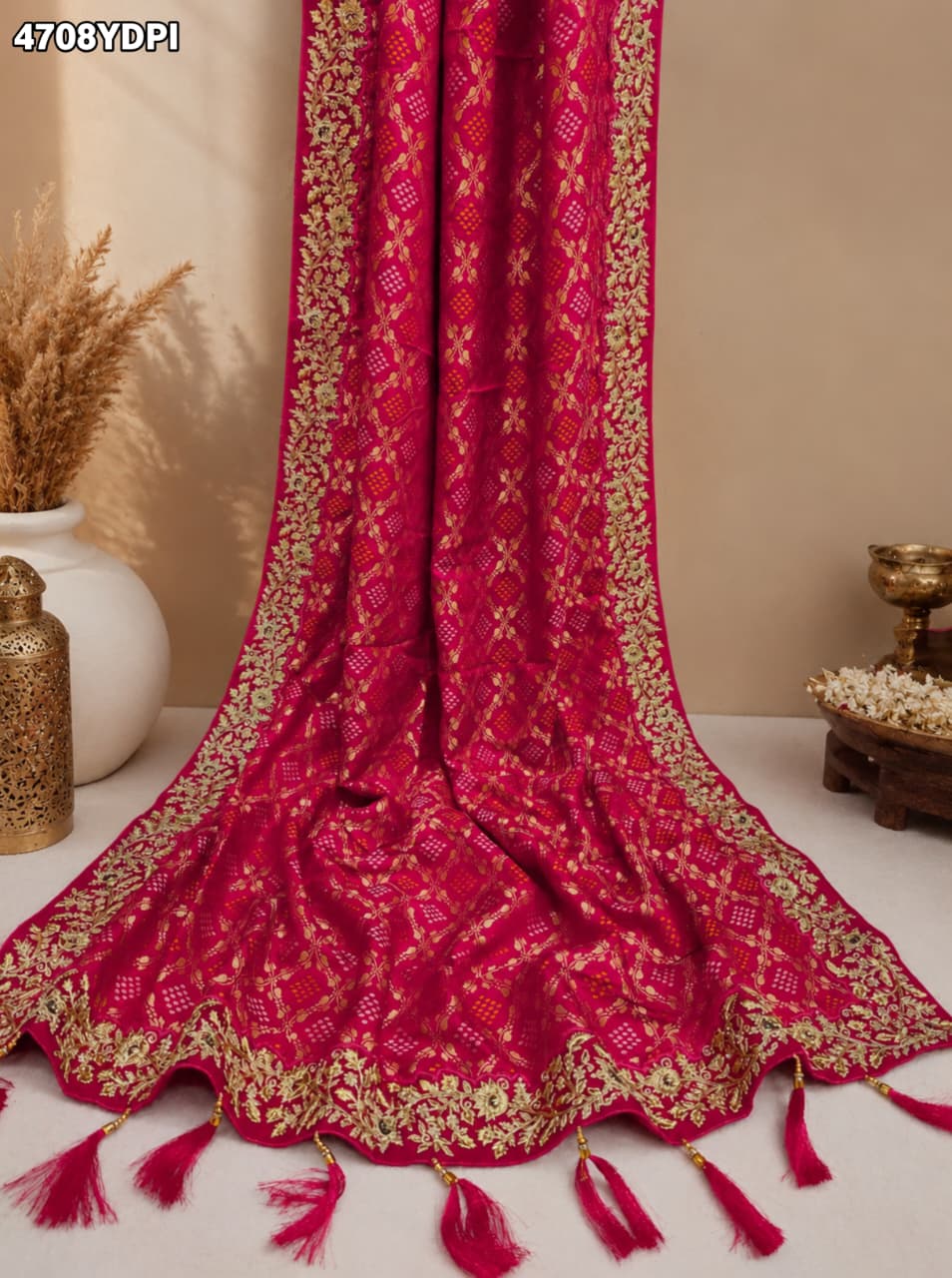 KcPc Premium Ethnic Khaddi Georgette Banarasi Style Dupatta SAS