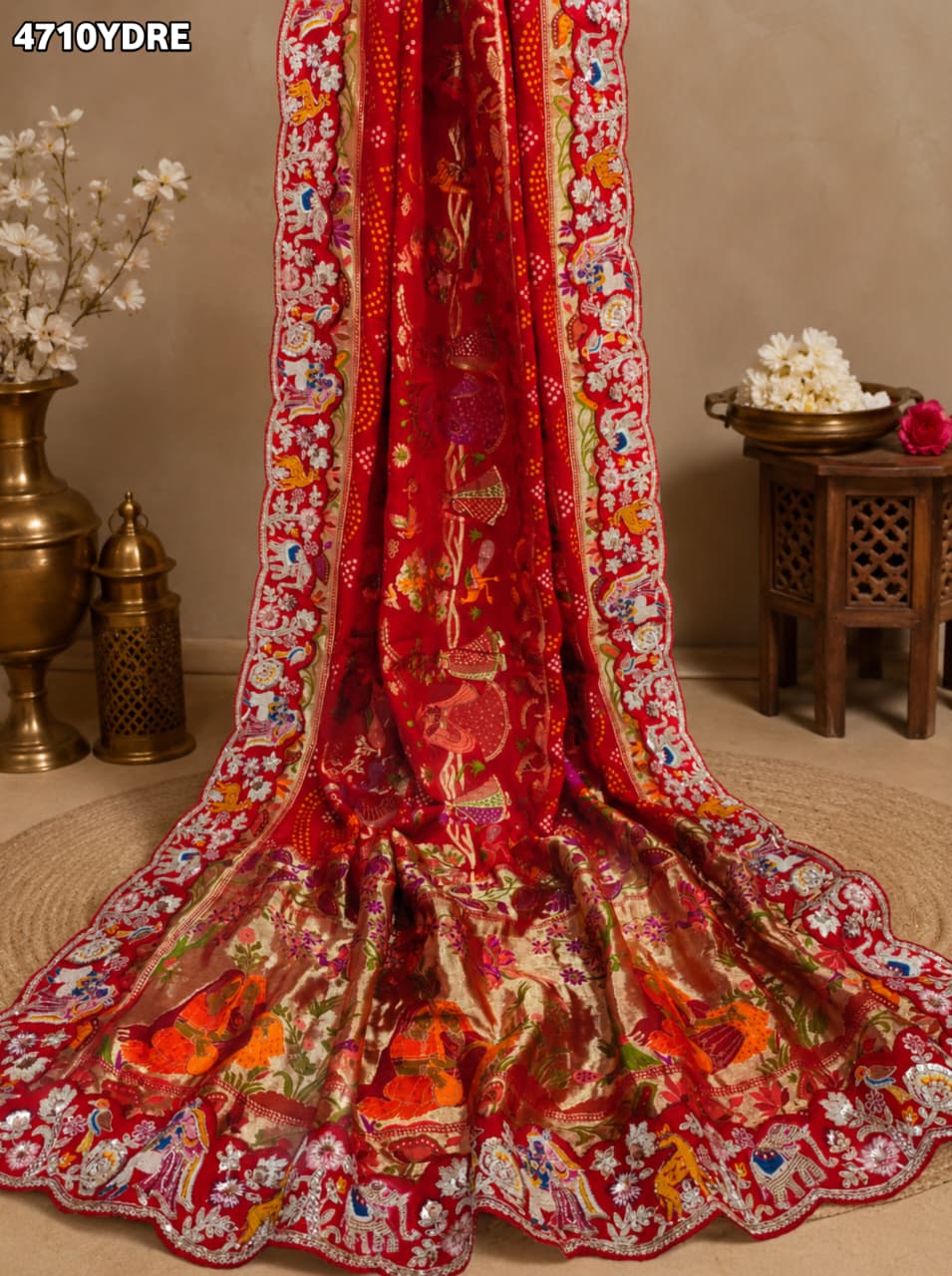 KcPc New Khaddi Georgette kalamkari Style Wth Embroidery Work DupattaTUF