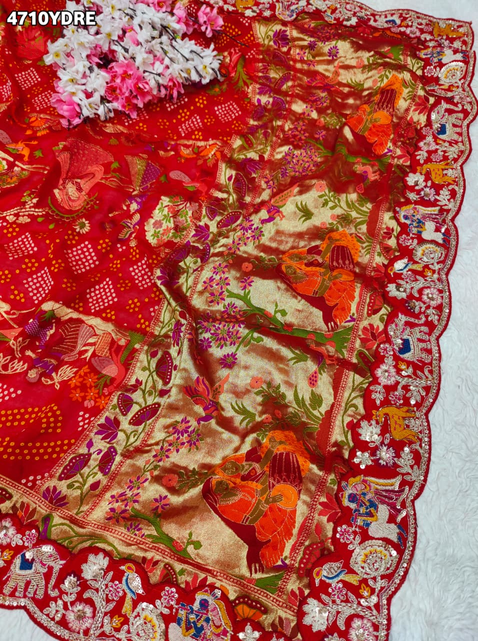 KcPc New Khaddi Georgette kalamkari Style Wth Embroidery Work DupattaTUF